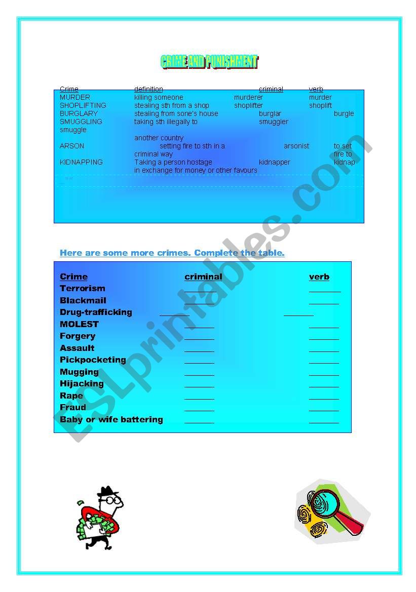 CRIME AND PUNISHMENT worksheet