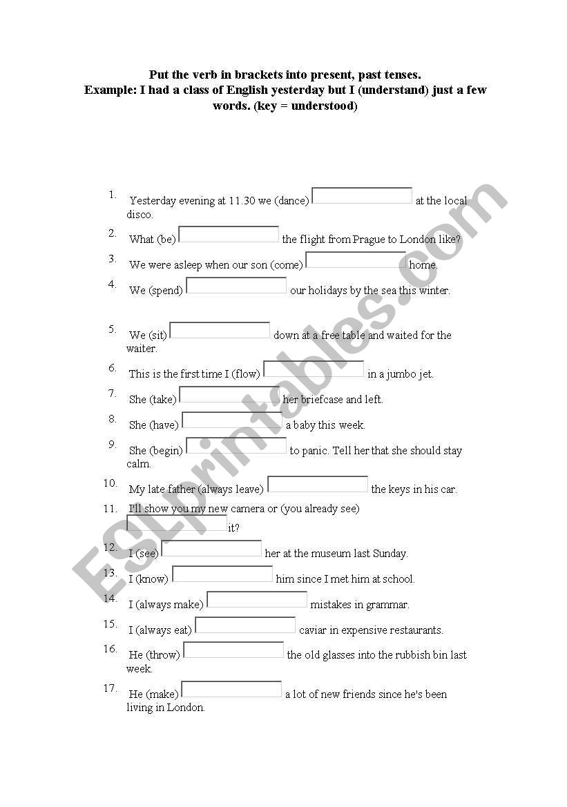 Tenses- mix worksheet
