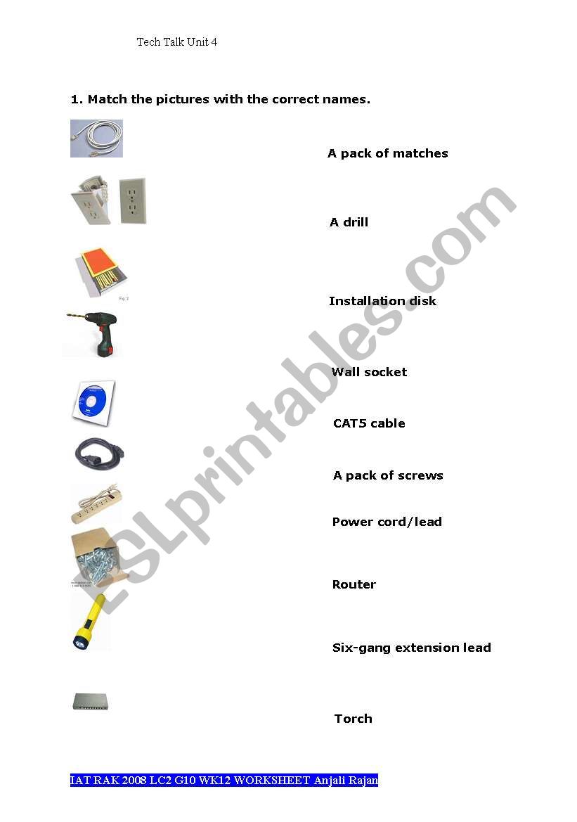Technical English-Vocabulary worksheet
