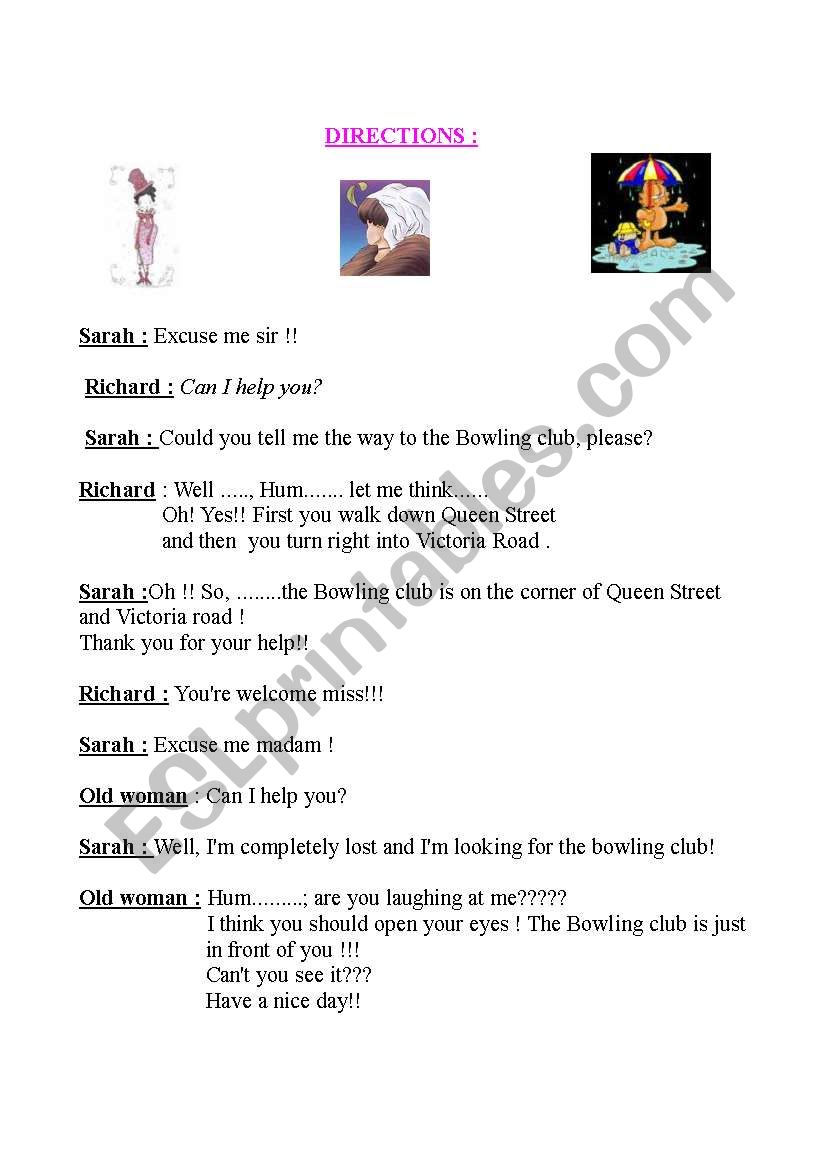  Giving directions worksheet