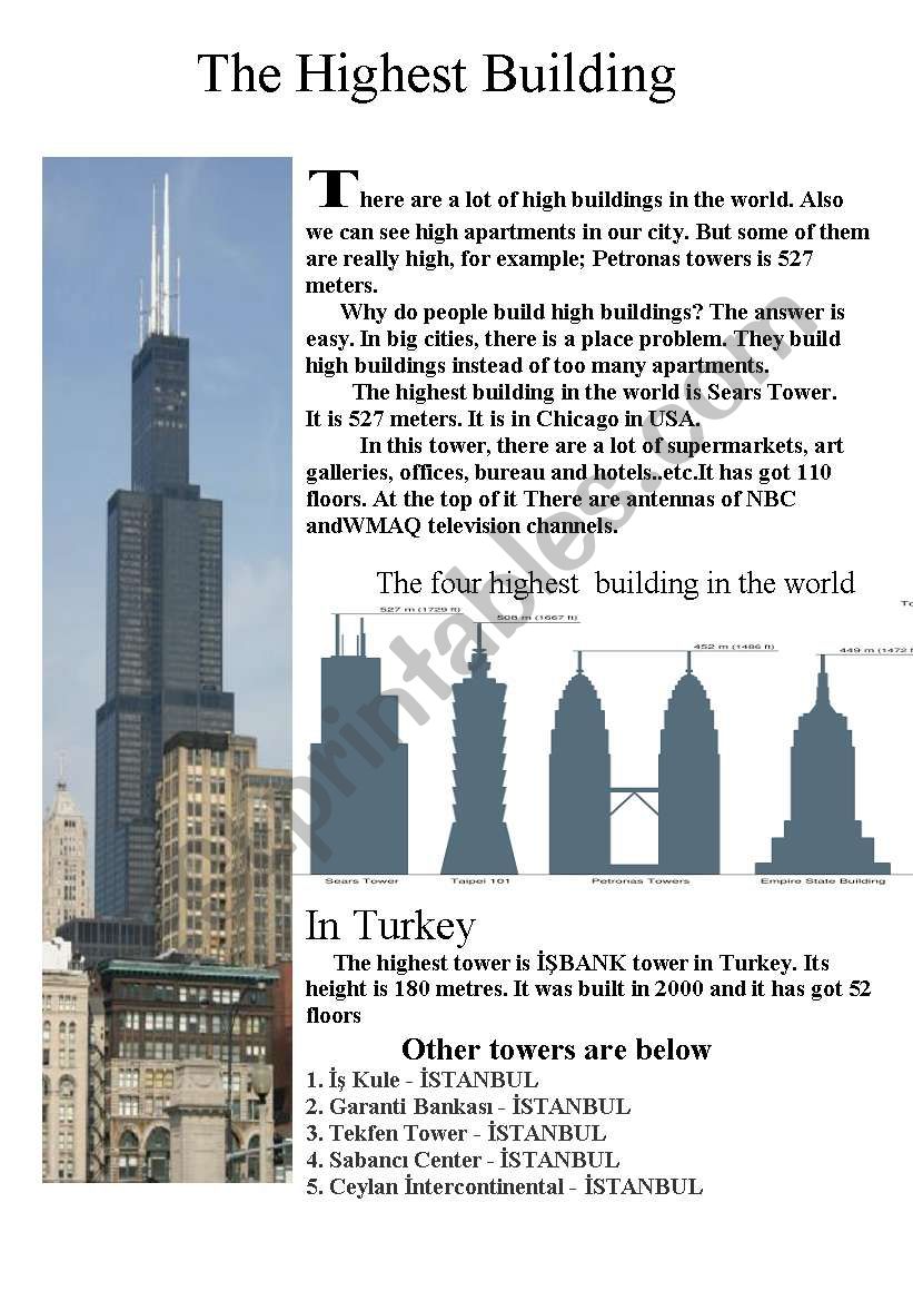 the highest building worksheet