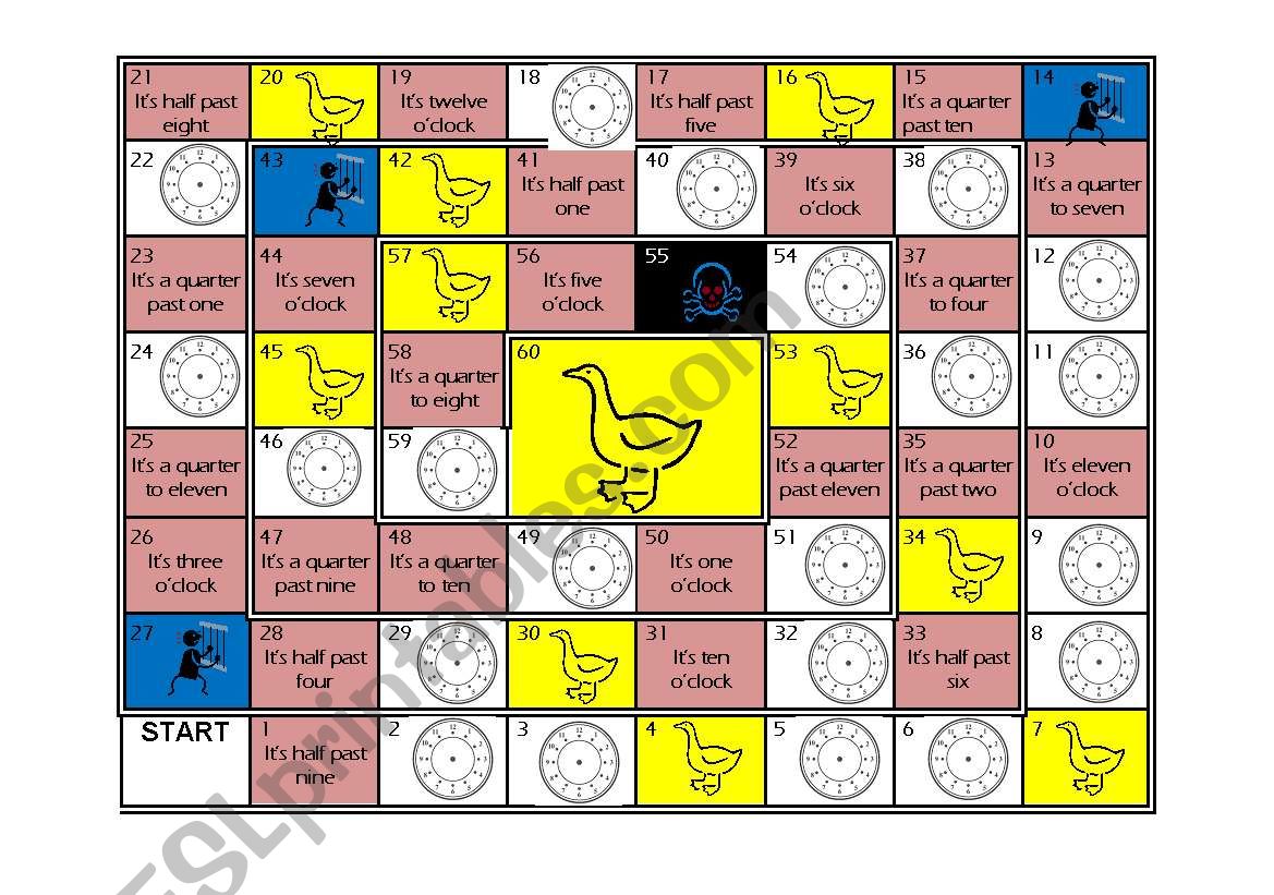 board game about time worksheet