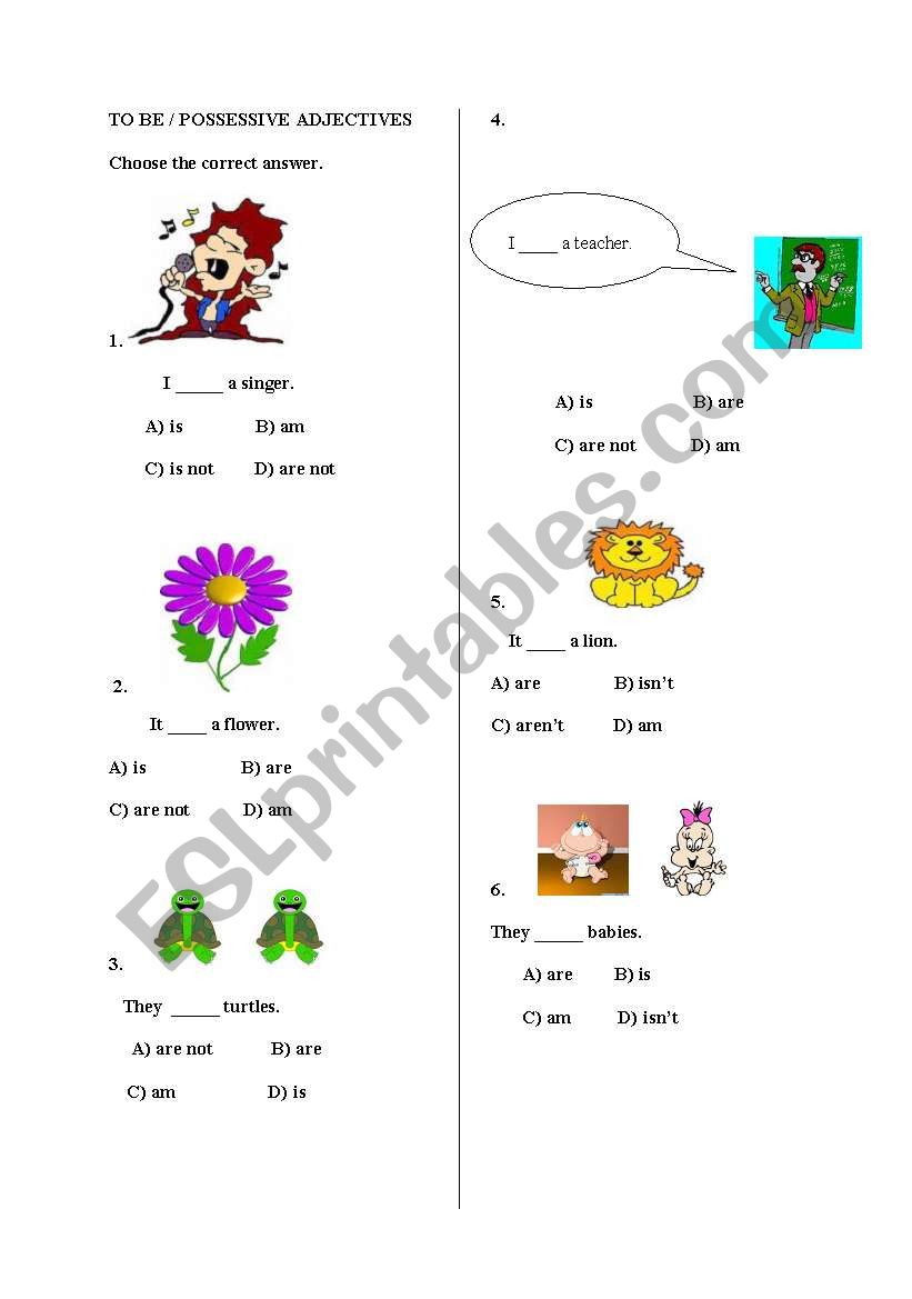 TO BE, POSSESIVE ADJECTIVES worksheet