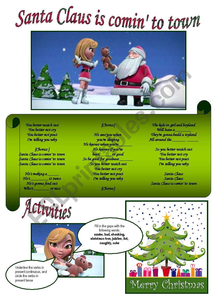 Santa Claus is coming to town worksheet