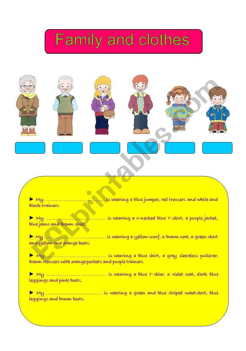 Family and clothes worksheet