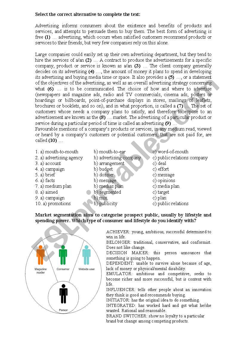 Marketing Vocabulary worksheet