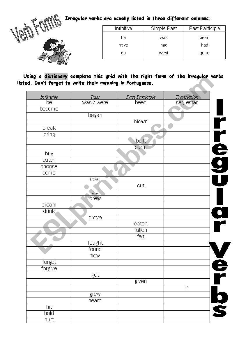 Irregular Verbs worksheet