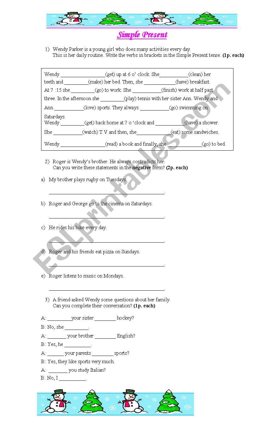 simple present exercises worksheet