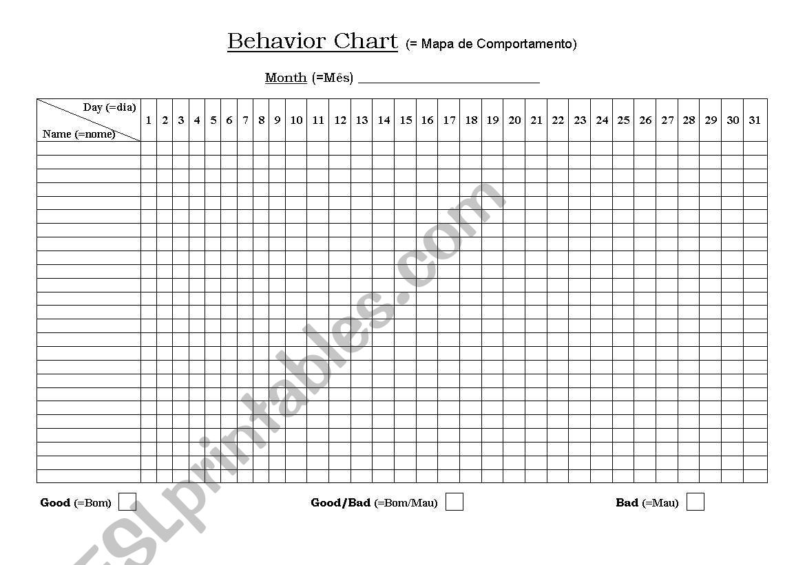Behavior chart worksheet