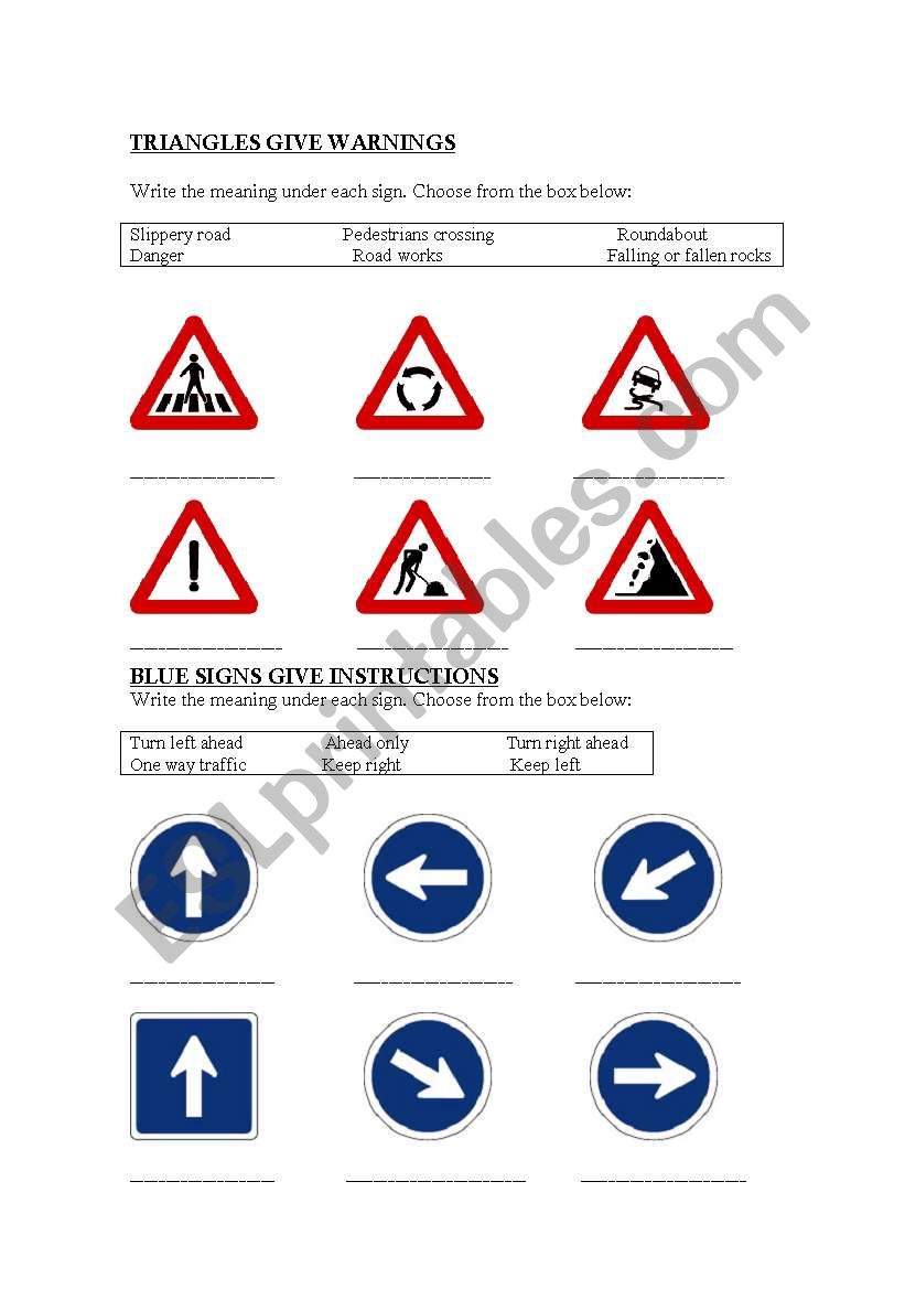 The meaning of signs worksheet