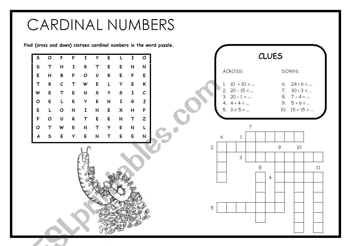 CARDINAL NUMBERS worksheet