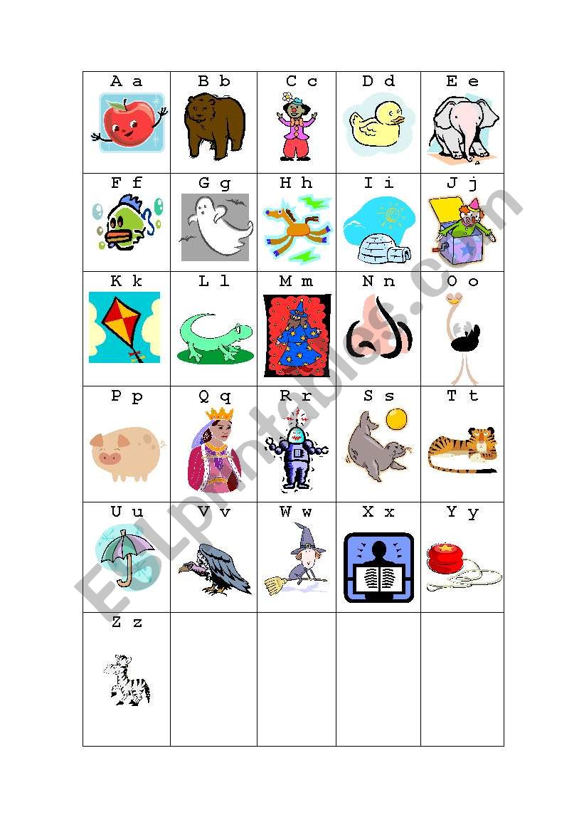 Alphabet chart - ESL worksheet by kimc