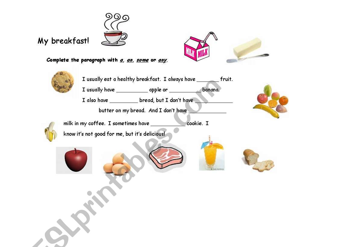 My breakfast worksheet