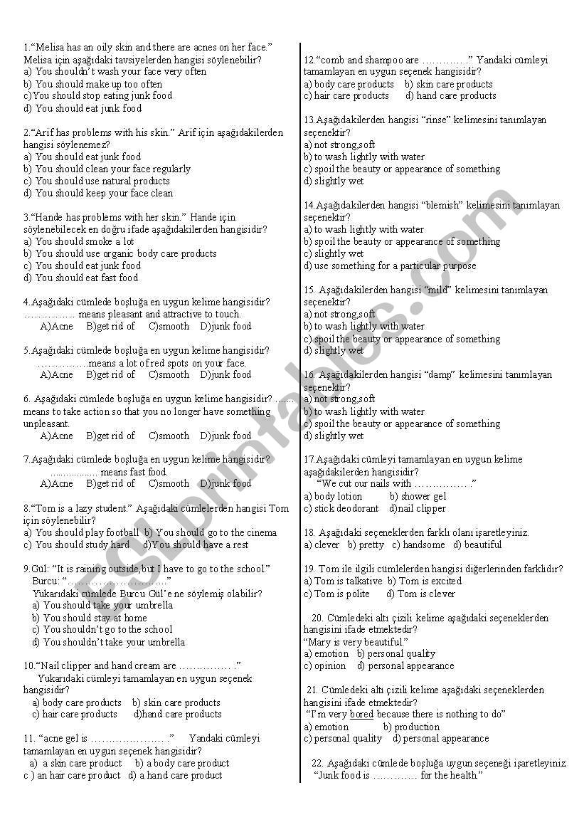 8th year sbs worksheet