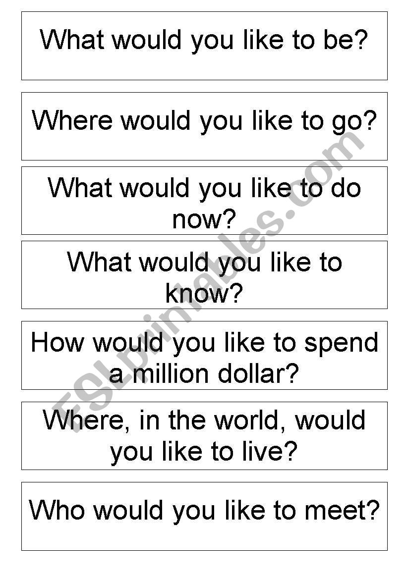 Would like questions worksheet