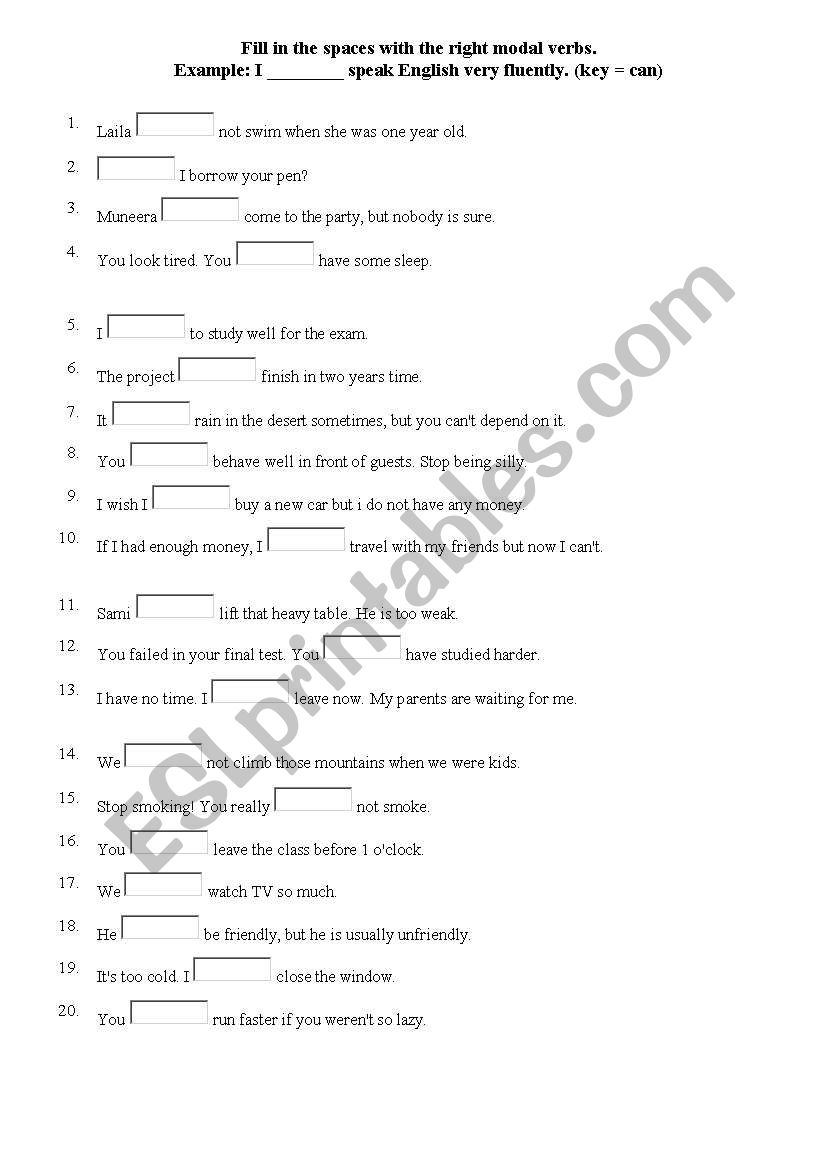 MODAL VERBS worksheet