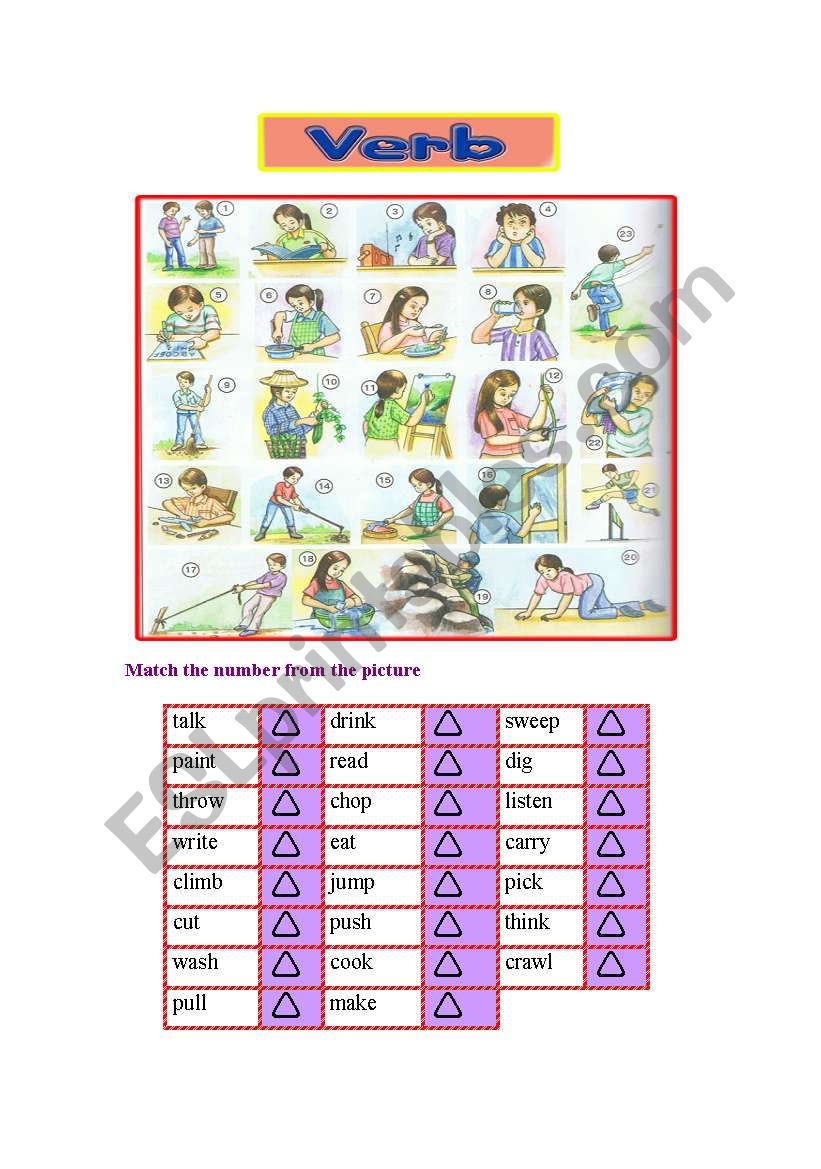 verb worksheet