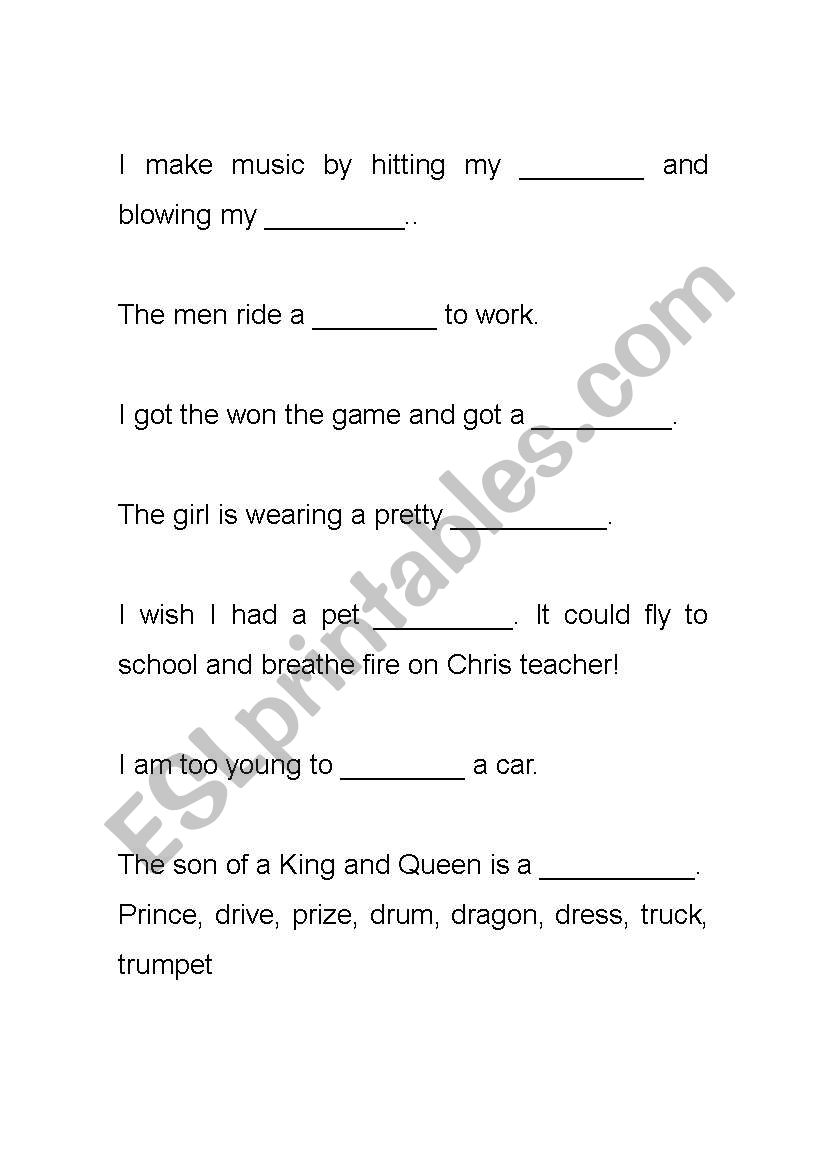 Fill in the Blank worksheet