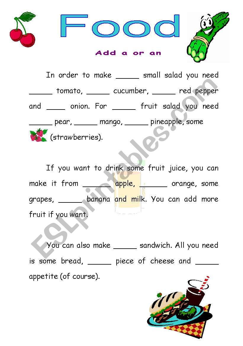 Food worksheet