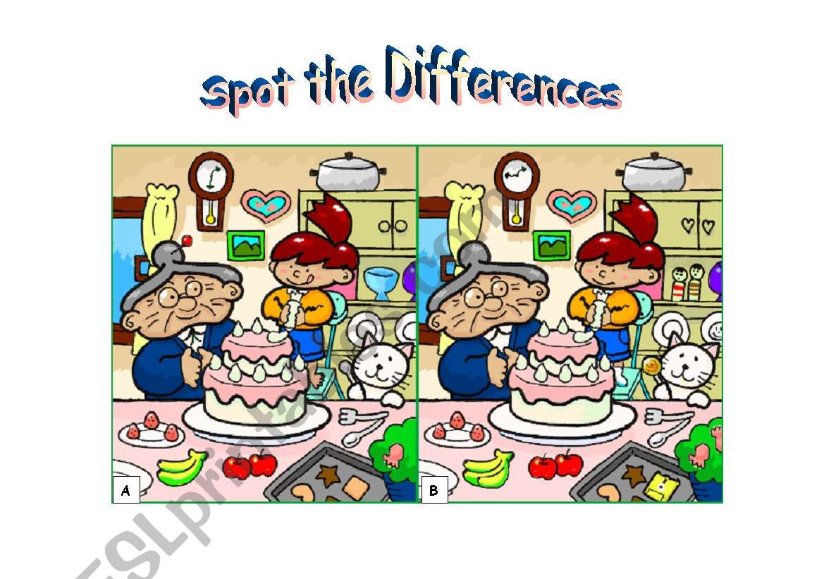 Spot the differences worksheet