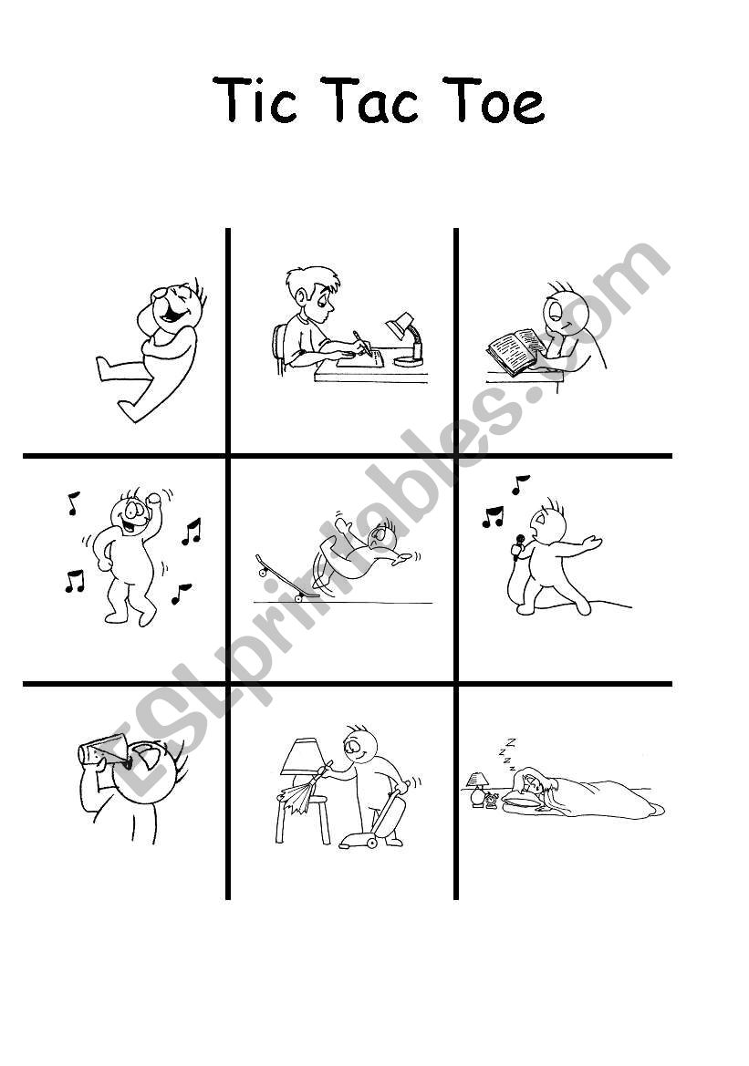 Tic Tac Toe Verb Game worksheet