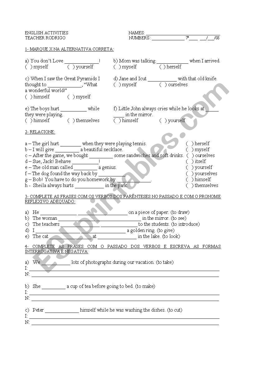 personal pronouns worksheet