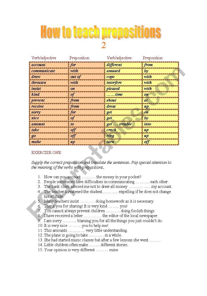 Prepositions after verbs and adjectives