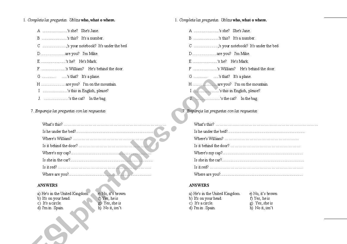 WH-questions worksheet