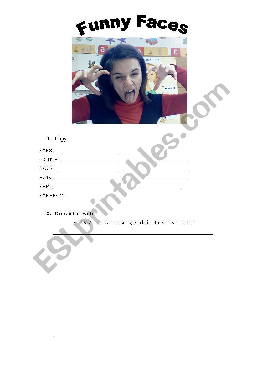 Funny faces worksheet