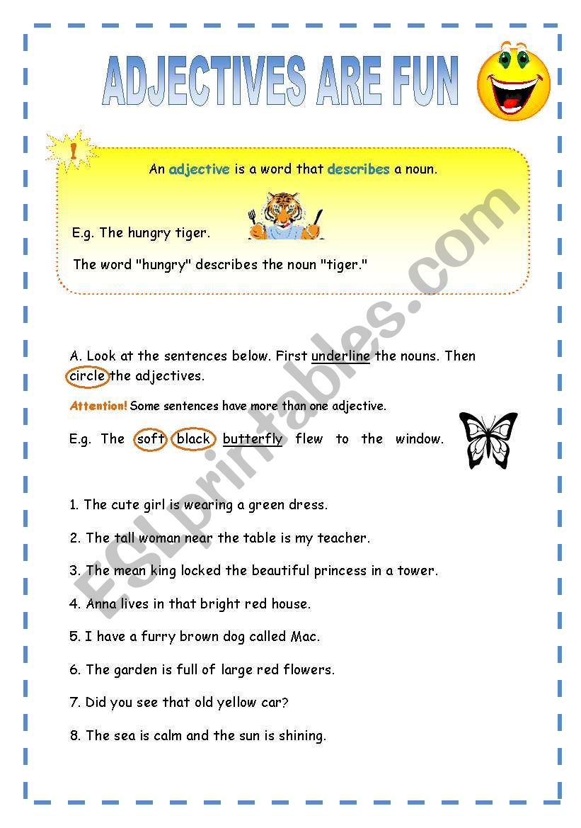 Adjectives are fun worksheet