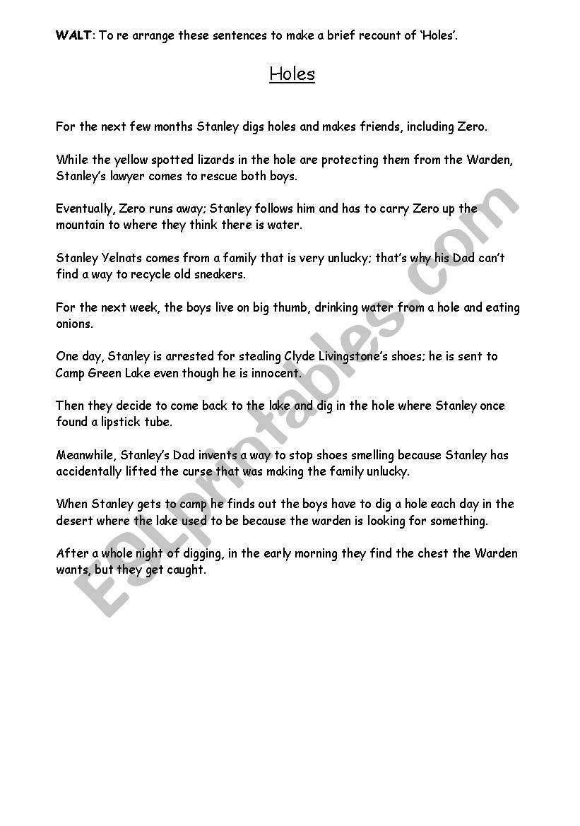 Unjumble the story worksheet