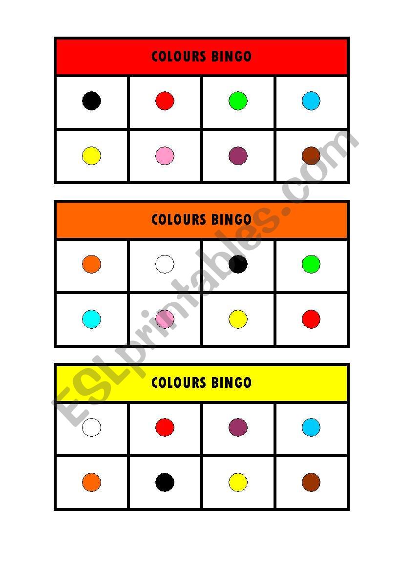 Colours Bingo worksheet