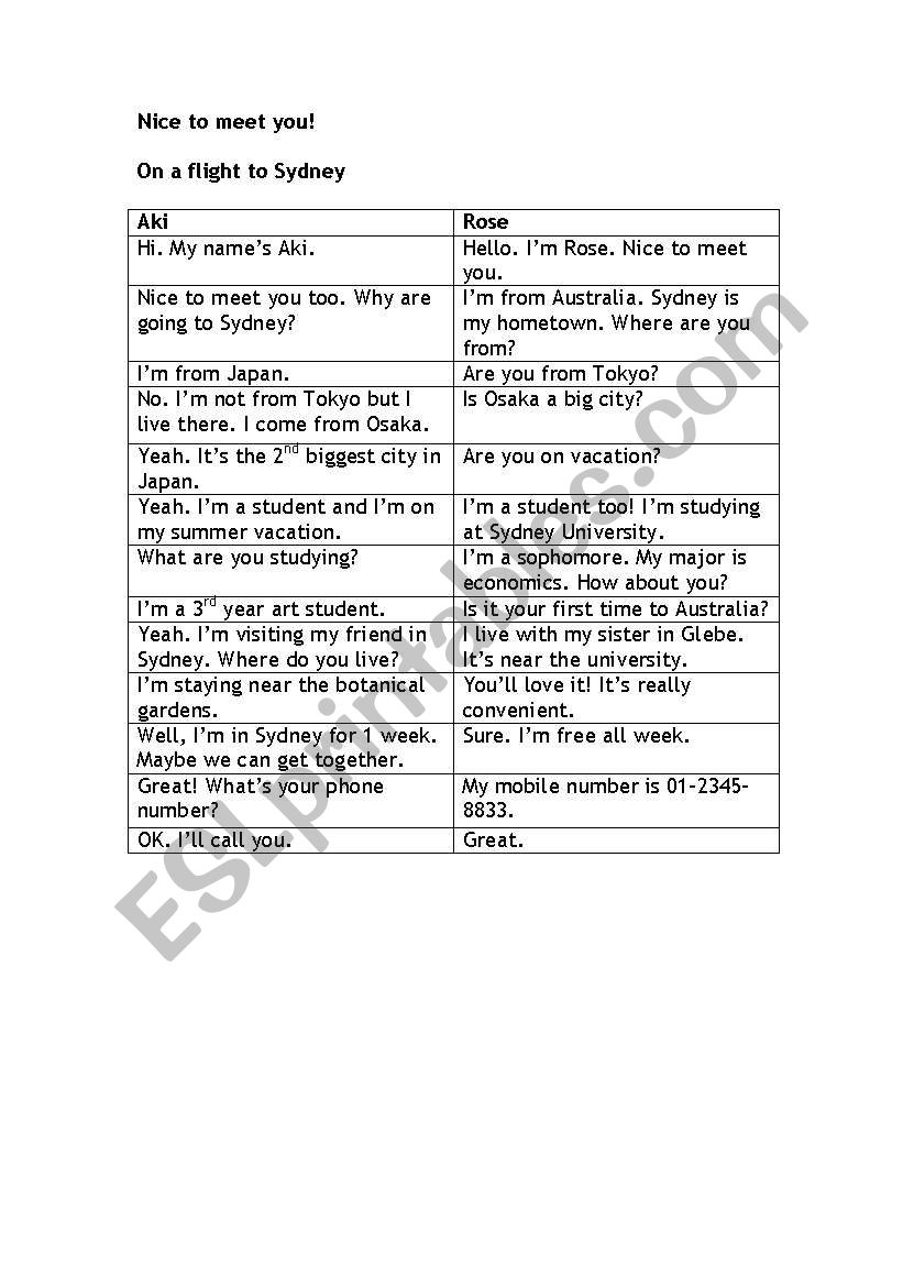 Meeting Role Play Sample with Role Cards