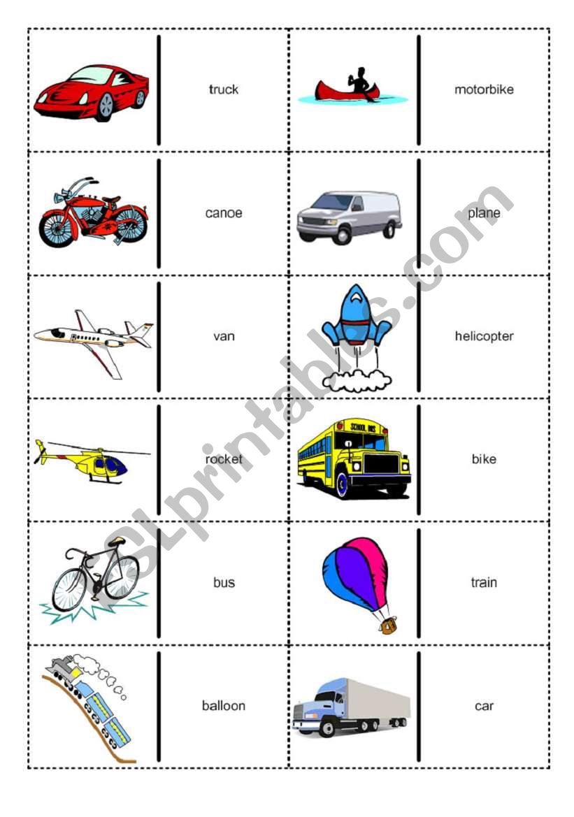 Transports Domino worksheet