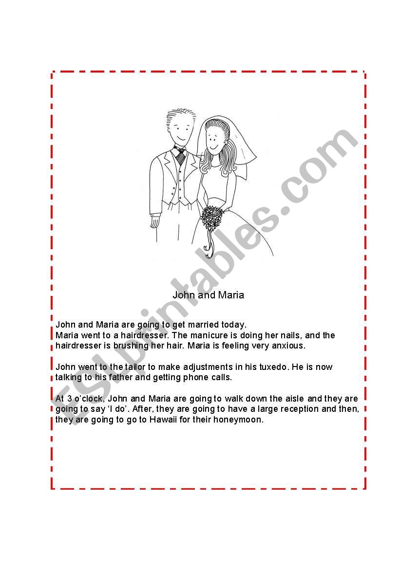 A wedding worksheet