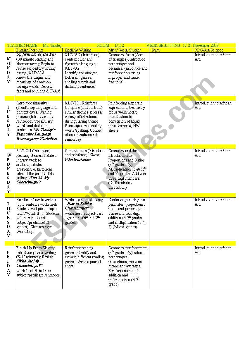 Ms. Ts Printable worksheet