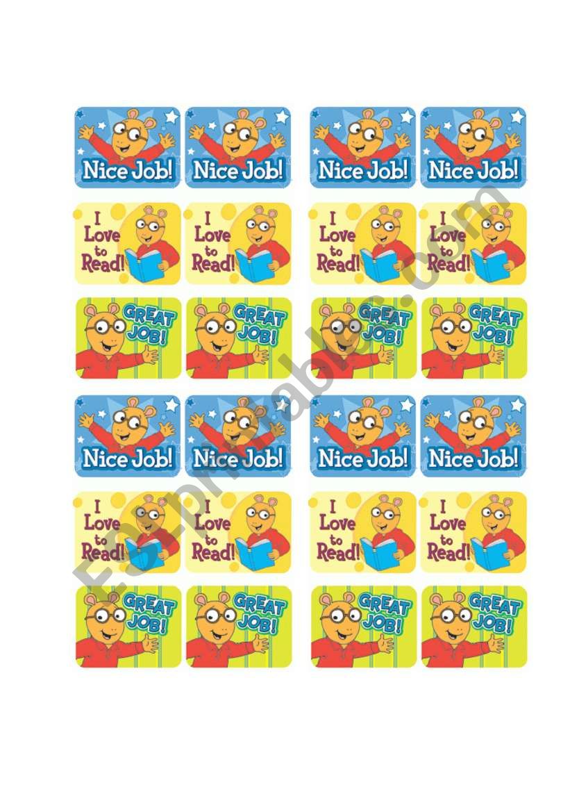 reward sticker worksheet