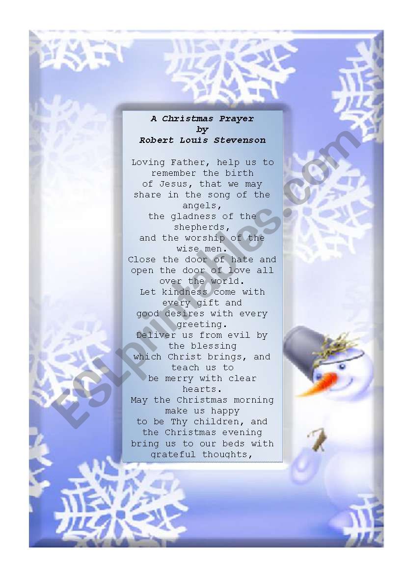 A Christmas prayer by Robert Louis Stevenson