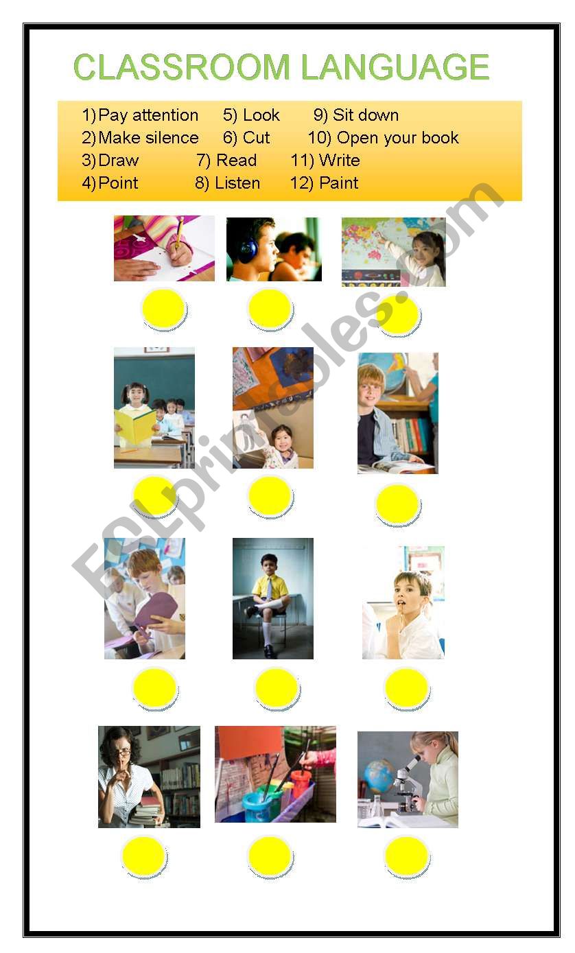 CLASSROOM LANGUAGE (basic) worksheet