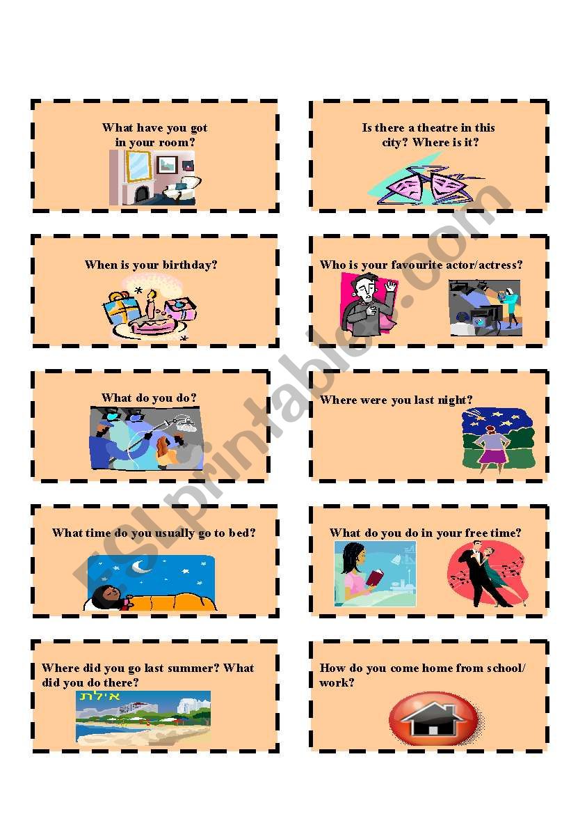 SPEAKING CARDS 2 worksheet