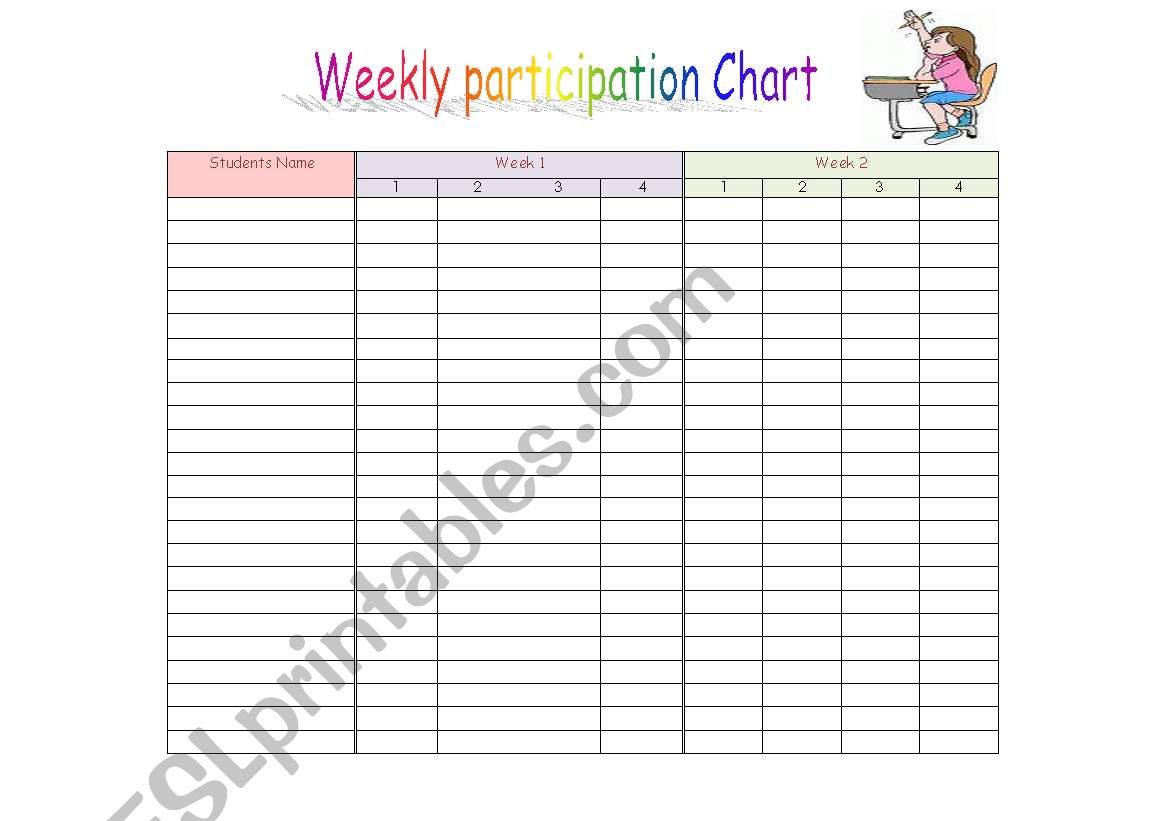 participation chart worksheet