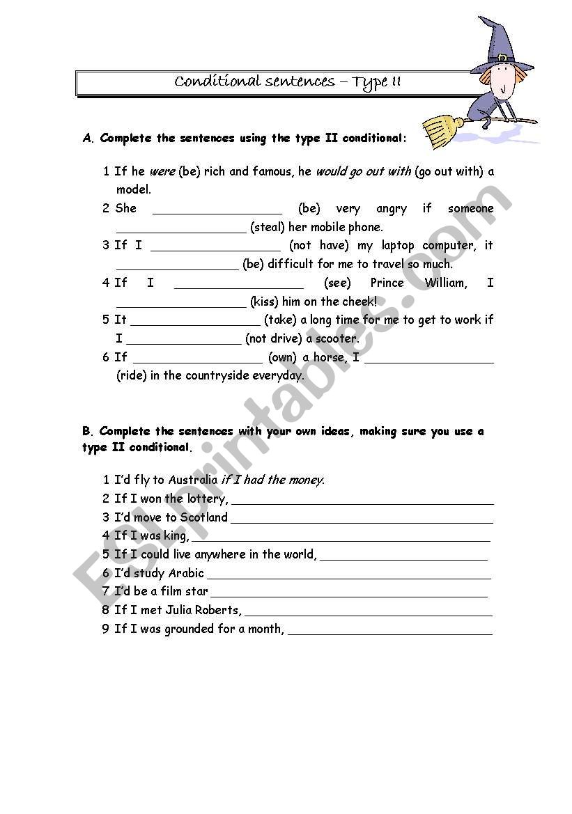 If - clauses (type II) worksheet