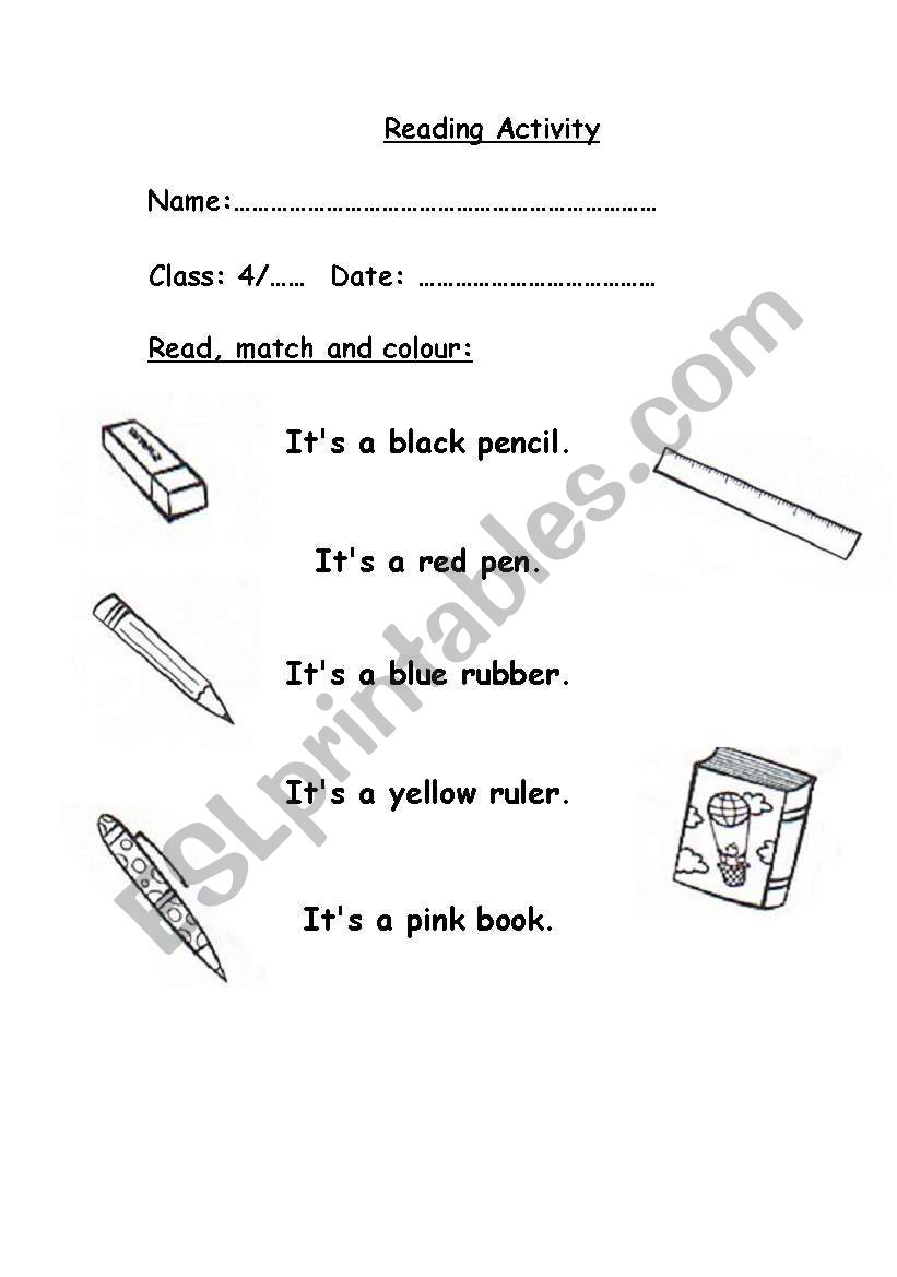 Reading Activity worksheet