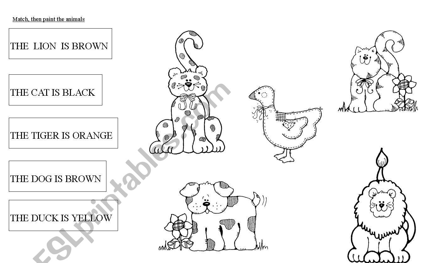 Read, match and paint worksheet