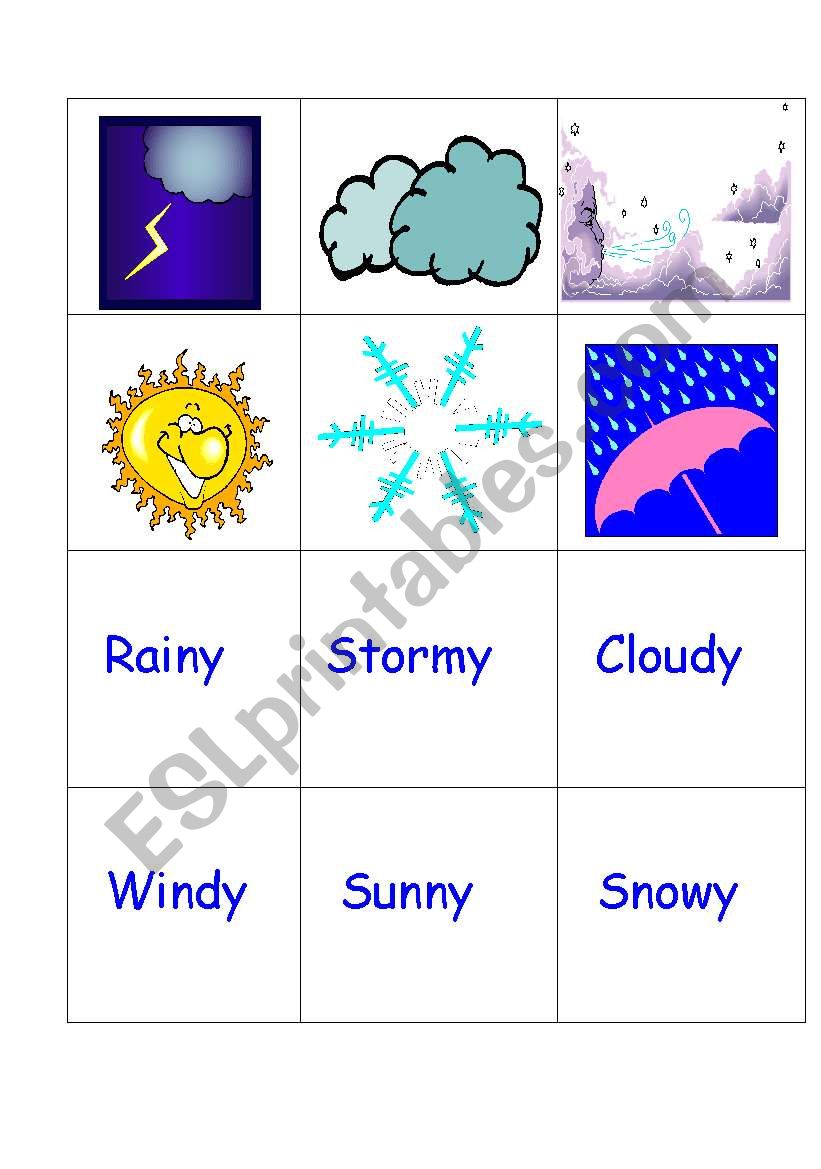 WEATHER CARDS GAME worksheet