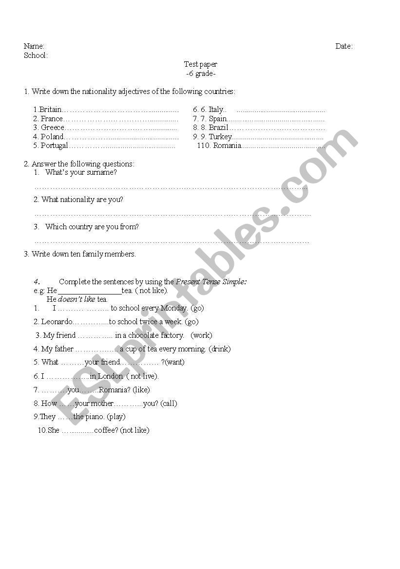 Test worksheet