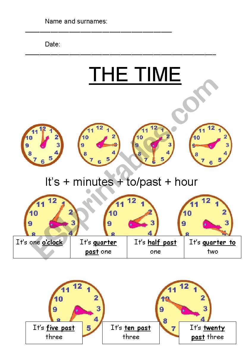 LEARN THE TIME worksheet