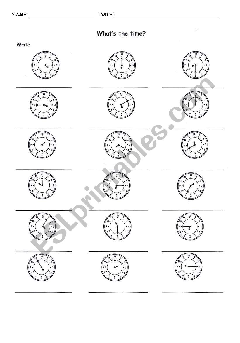 What time is it? worksheet