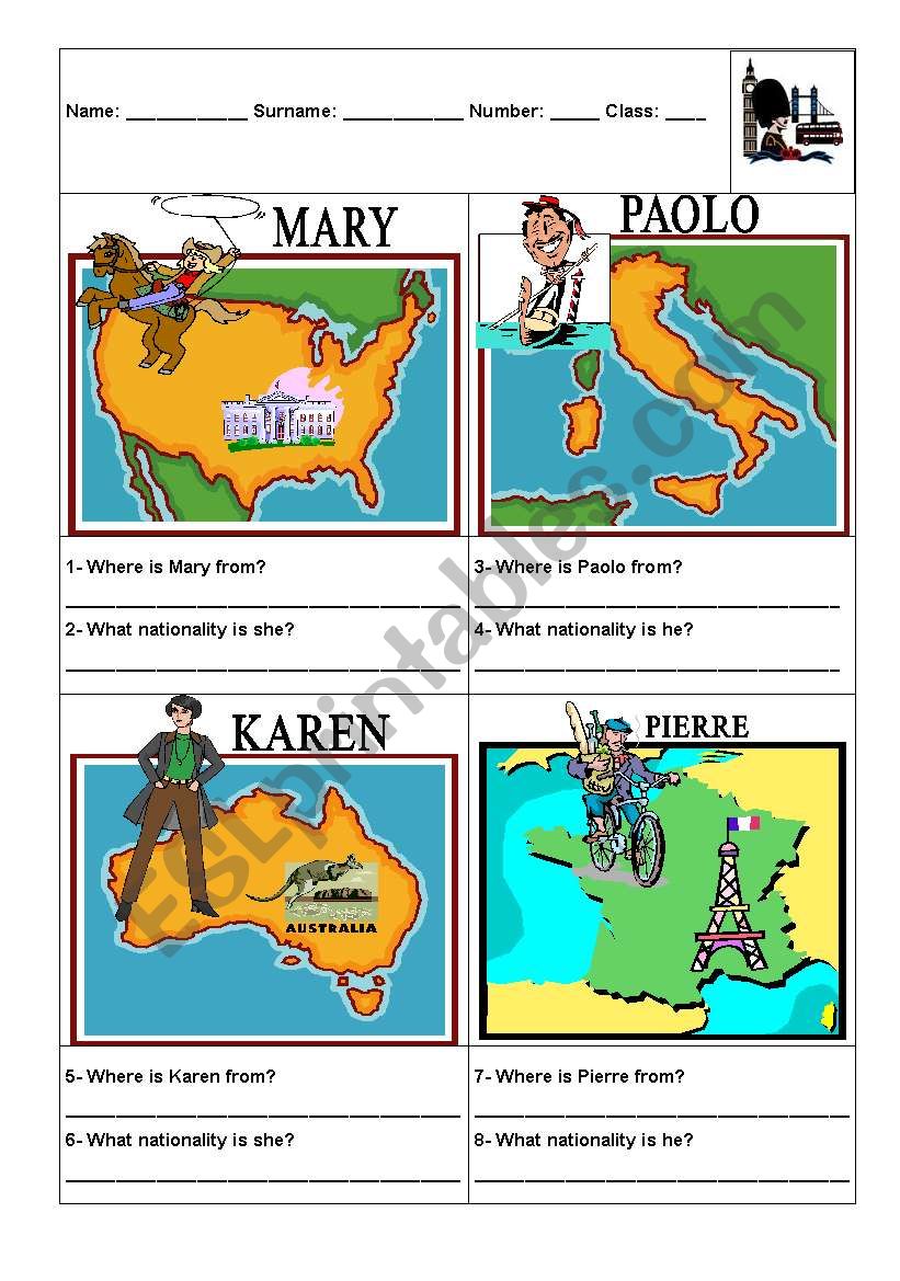 Countries and nationalities  worksheet