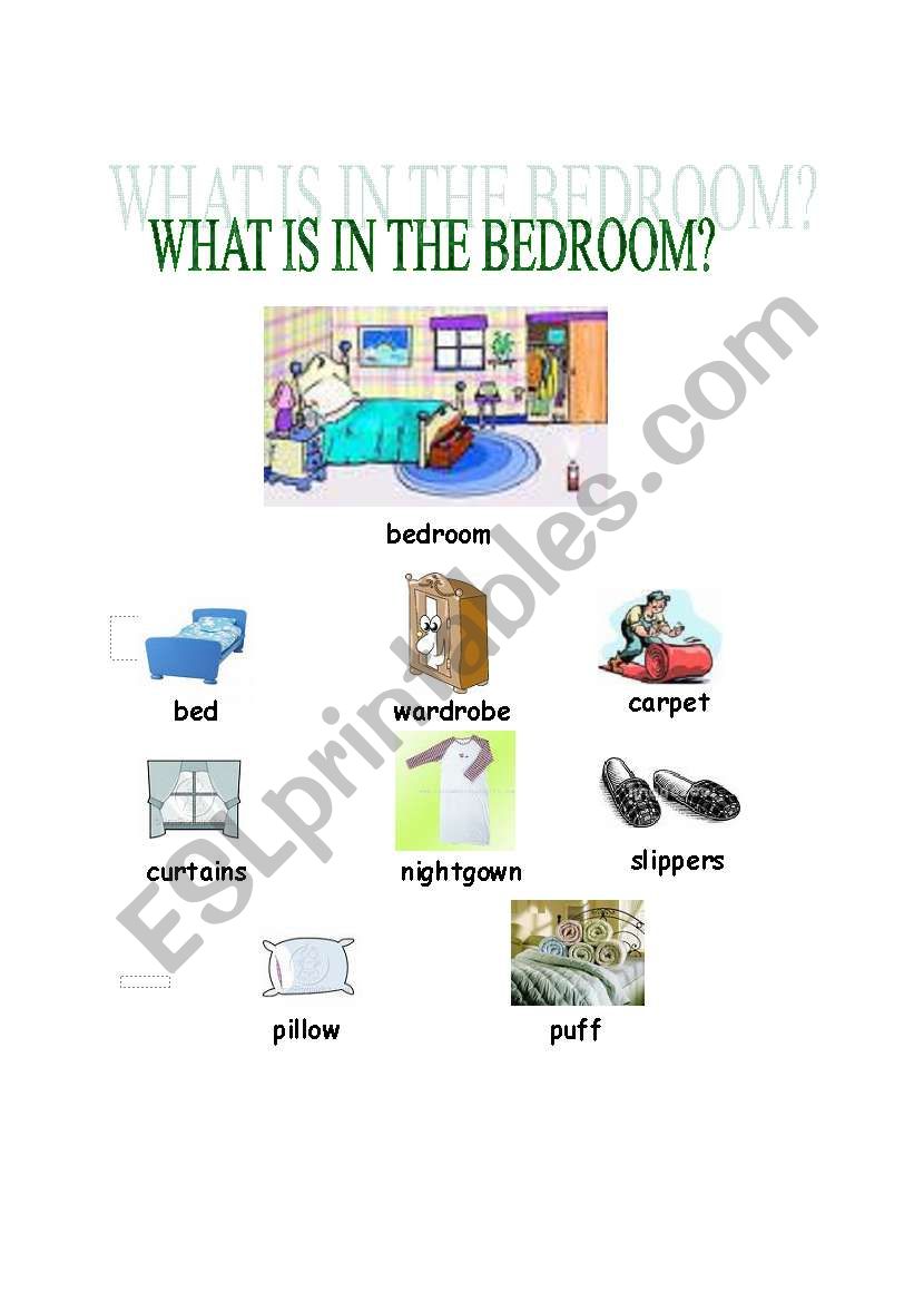 What is in the bedroom? worksheet
